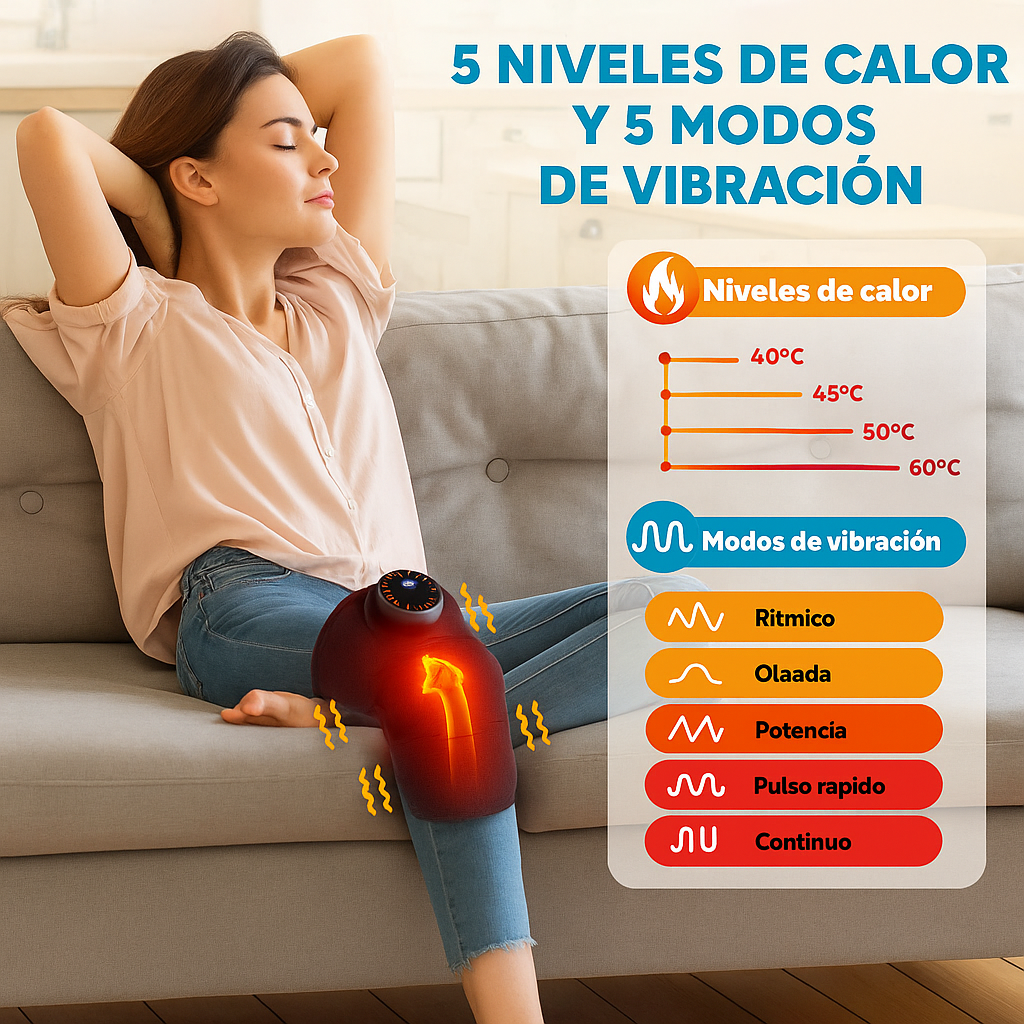 Rodillera con calor y masaje